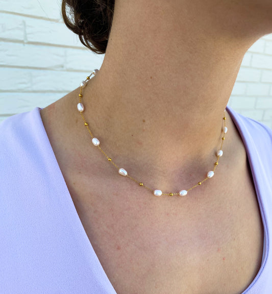 Lauren Freshwater Pearl Necklace - Gold