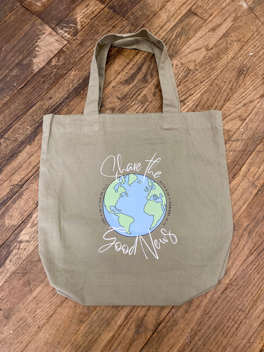 Share the Good News Tote - Olive
