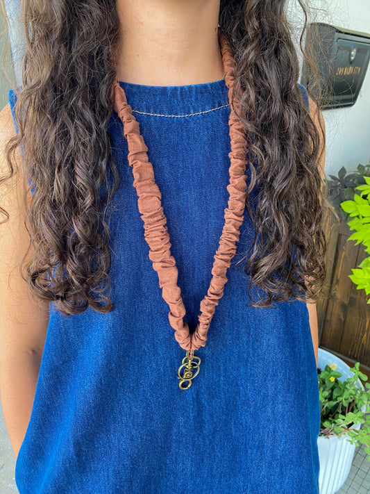 Madalynn Light Brown Textured Lanyard
