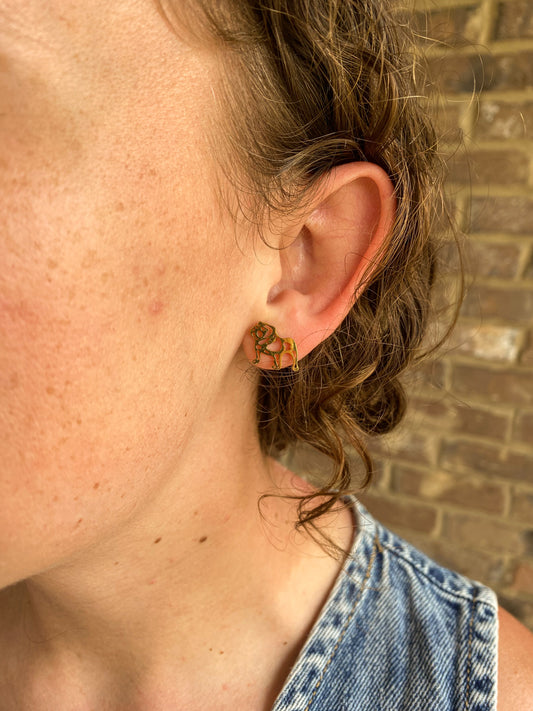 Bulldog Stud Earrings - Gold