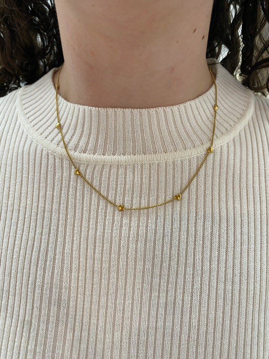 Allie Hearted Chain Necklace - Gold
