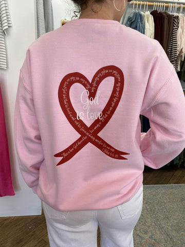 God is Love Sweatshirt - Light Pink