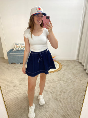 Heidi High Waist Mini Skort - Navy