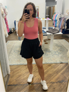 Sydney Smocked Waist Athleisure Shorts - Black