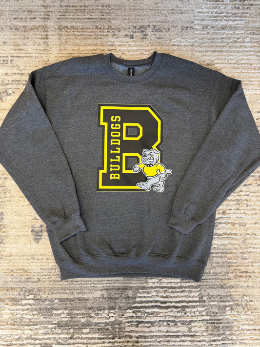 "B" Bulldog Mascot Sweatshirt - Fan Charcoal Heather