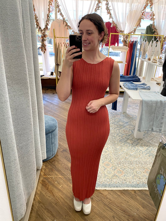 Andie Rib Knitted Dress - Rose