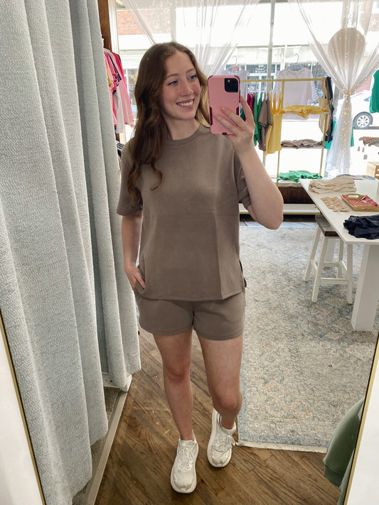Zoe Scuba Tee - Silken Taupe