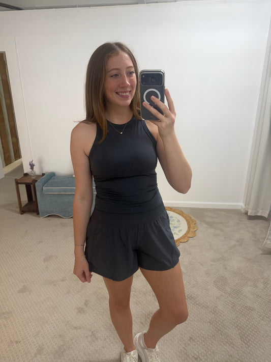 Abigail Racer Back Tank Top - Charcoal