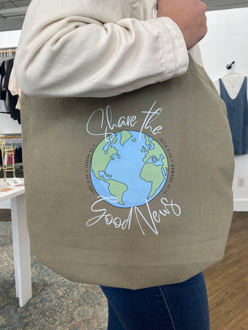 Share the Good News Tote - Olive