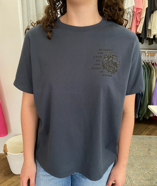 Lion of Judah Boxy Tee - Vintage Navy