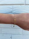 Sadie Dainty Cross Bracelet with White Color Dots