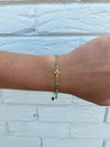 Sadie Dainty Cross Bracelet with Blue Mint Color Dots