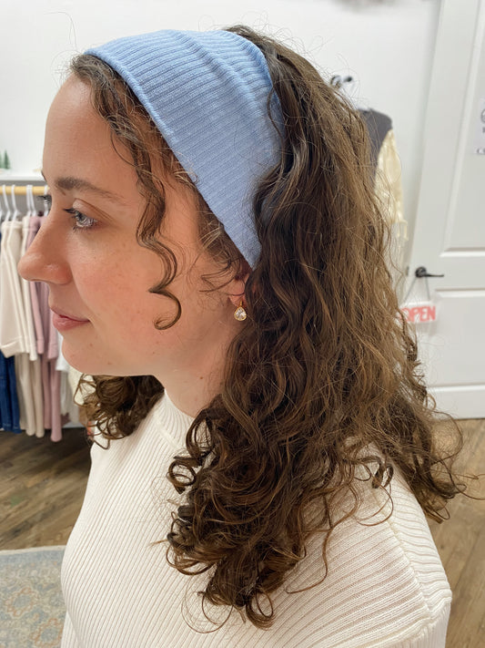 Sophia Ribbed Stretchy Headband - Light Blue