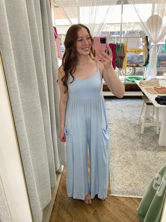 Lori Wide Leg Jumpsuit - Mist Blue