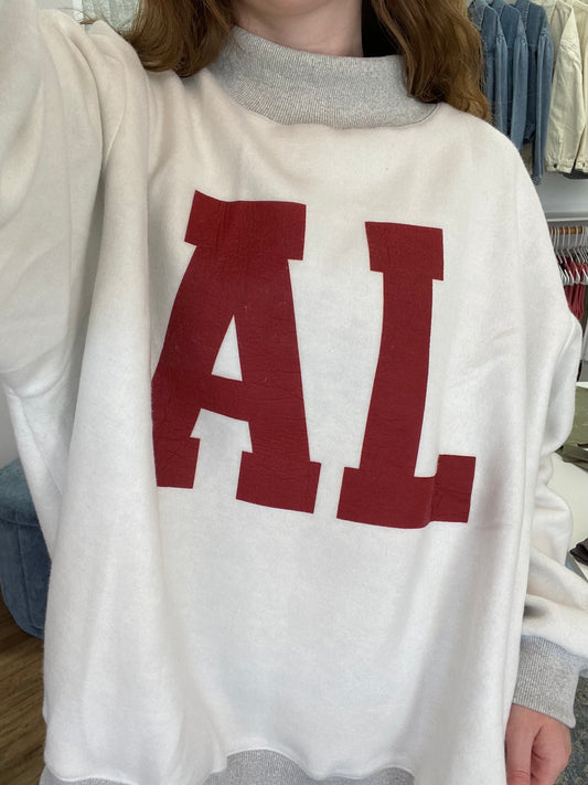 "Alabama" and "AL" Reversible Sweatshirt - Heather Grey
