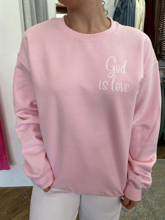 God is Love Sweatshirt - Light Pink