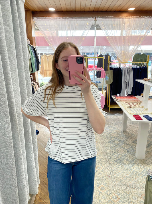 Billie Striped Top - White