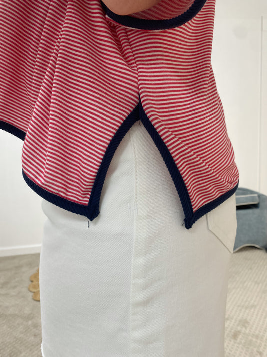 Georgia Striped Short Sleeve Top - Red