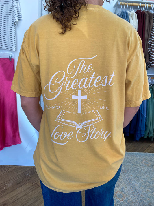 Greatest Love Story Tee - Mustard