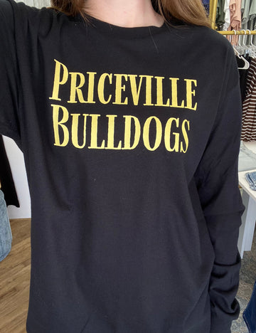 Priceville Bulldogs Long Sleeve Tee - Black