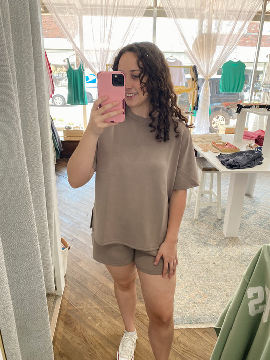 Zoe Scuba Tee - Silken Taupe