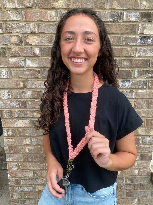 Madalynn Coral Gingham Lanyard