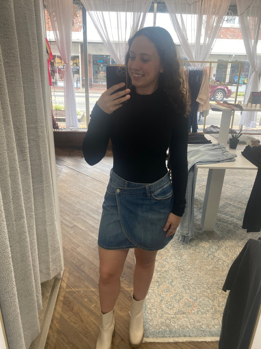 Emma Wrap Mini Skirt - Medium Denim