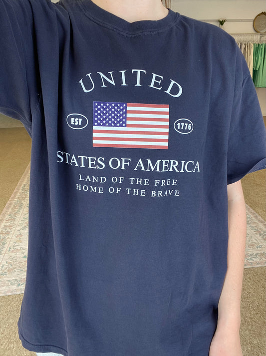 Land of the Free Tee - China Blue
