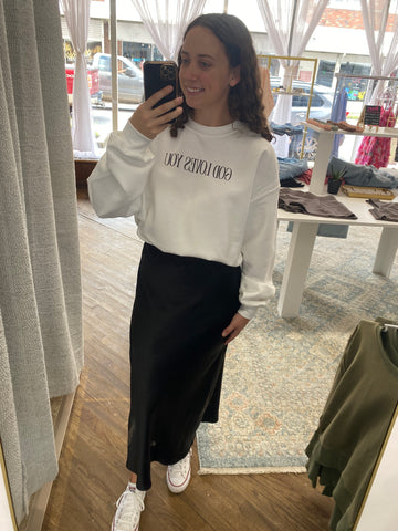 Audrey Satin Midi Skirt -Black