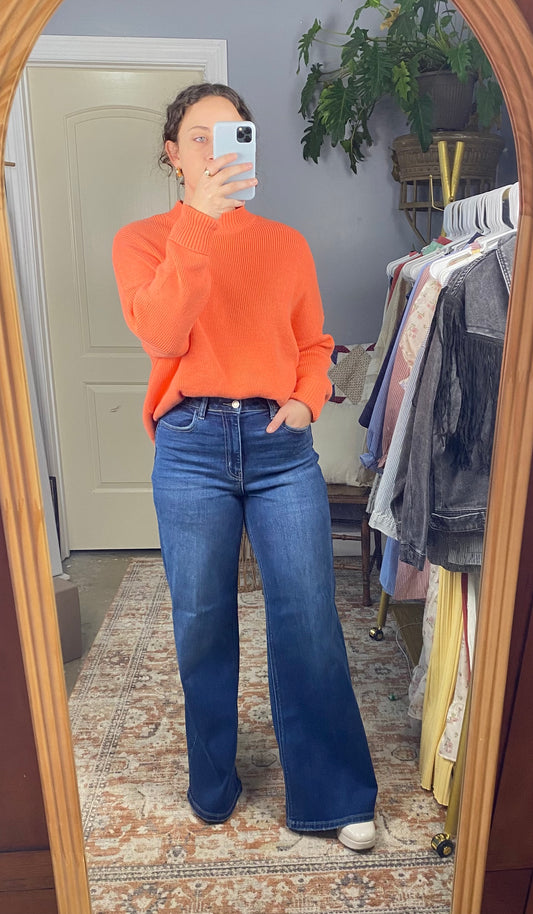 Naomi High Rise Wide Leg Jean - Dark Denim