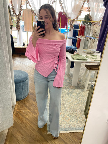 Becky Off the Shoulder Top - Light Pink