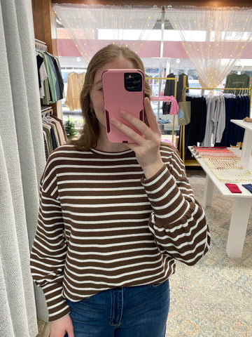 Wren Striped Sweater - Brown