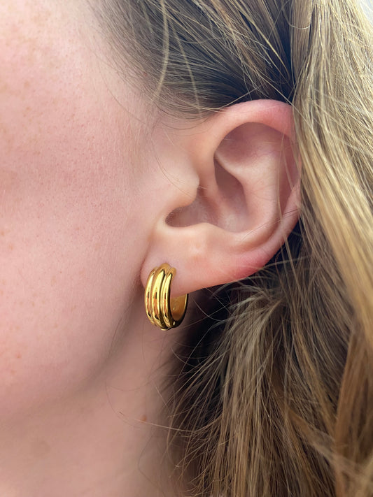 Jo Ridged Hoops - Gold