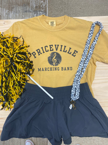 Distressed Music Note Marching Band Tee - Mustard