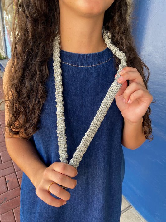Madalynn Thin Lined Grid Lanyard - Minty Green
