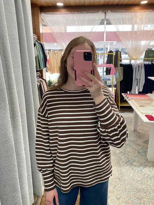 Wren Striped Sweater - Brown