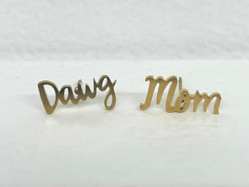 Dawg Mom Stud Earrings - Gold