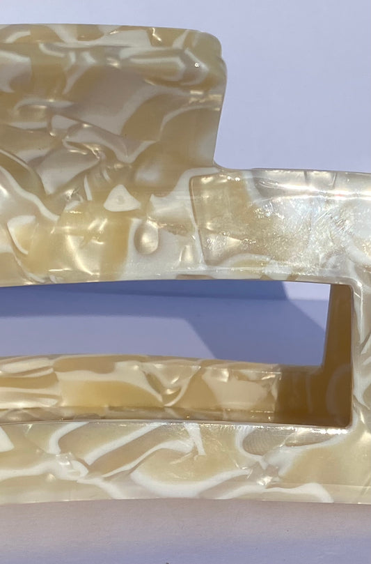 Alice XL Acetate Claw Clip - Cream Marble