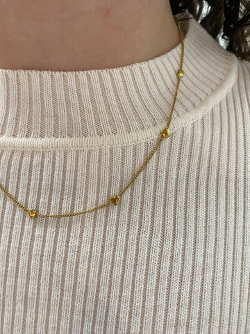 Allie Hearted Chain Necklace - Gold