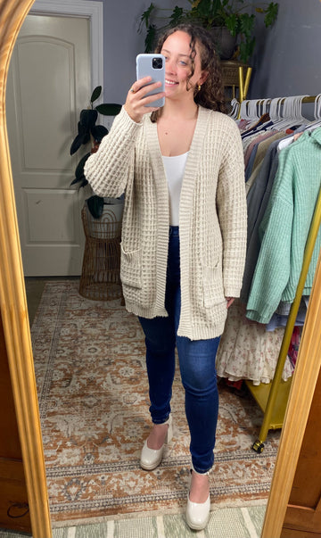 Amanda Waffle Knit Cardigan - Natural