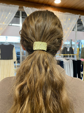 Candace Ruffled Bar Ponytail Cuff - Gold