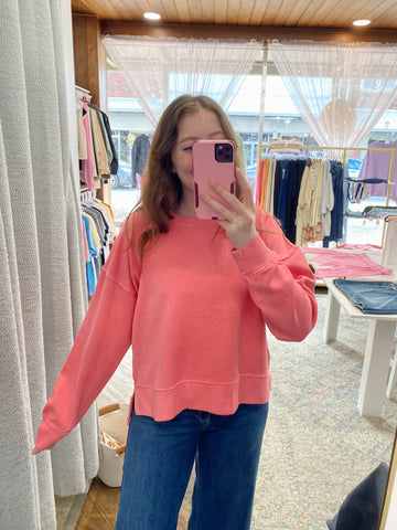 Brooke Crew Neck Sweatshirt - Hibiscus