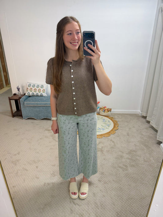 Etta Floral Print Pants - Blue Haze