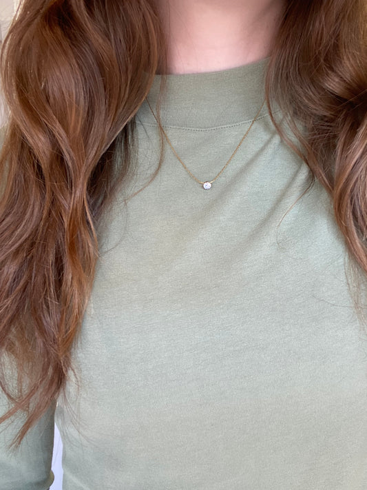 Olivia Crystal Pendant Necklace - Gold