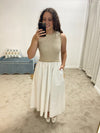 Aria Striped Sleeveless Maxi Dress - Ivory/Taupe