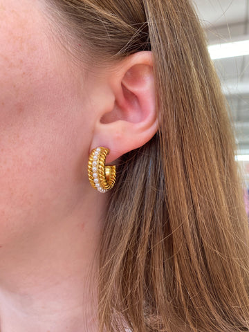 Kate Pearl Mix Hoop Earrings - Gold