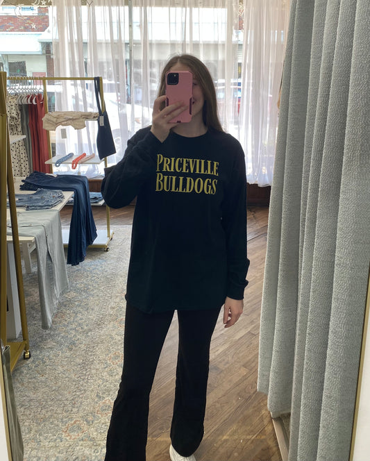 Priceville Bulldogs Long Sleeve Tee - Black