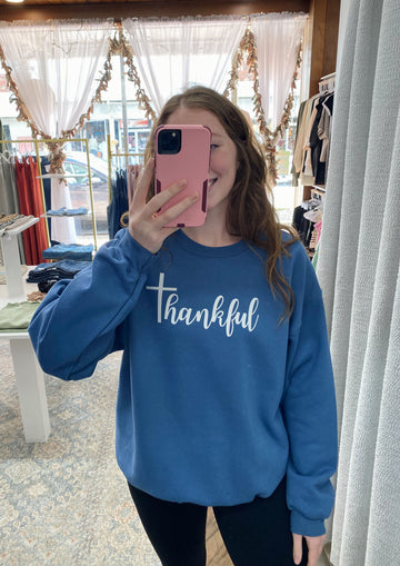 Thankful Sweatshirt - Indigo Blue