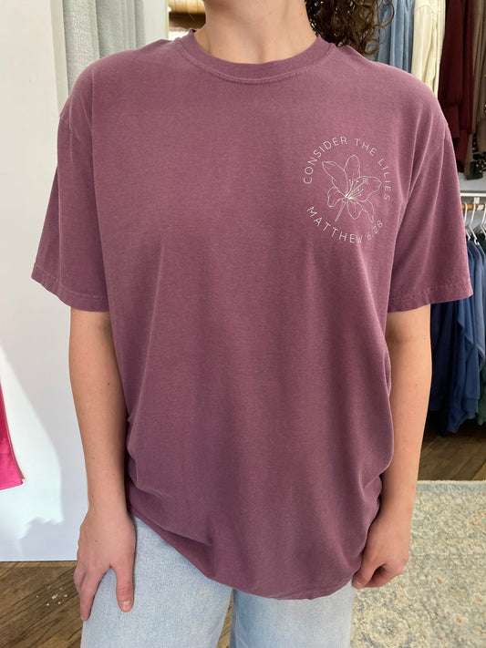 Consider the Lilies Tee - Berry