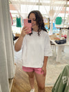 Kendra Drop Shoulder Top - White